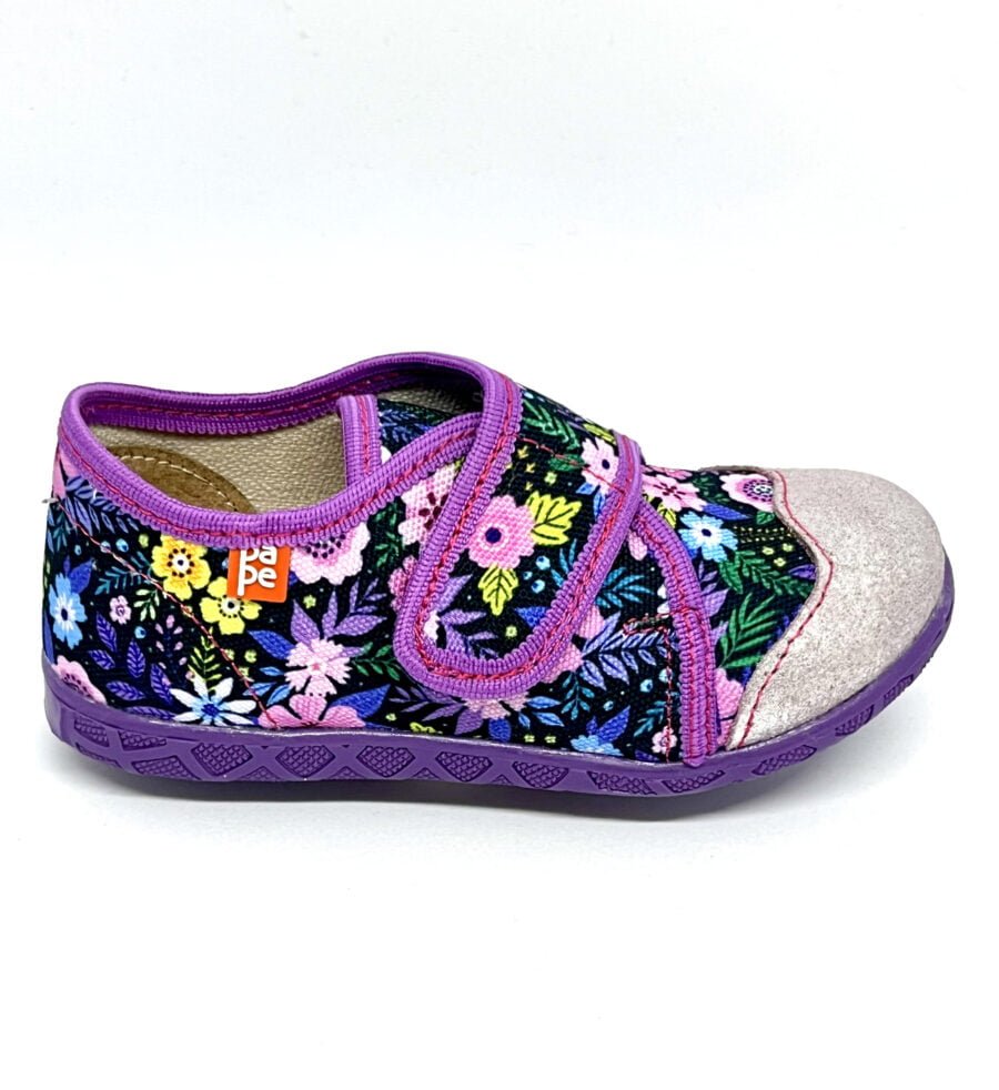Mid-cut Lila Flowers PAPE Kinderhausschuhe – Bild 2